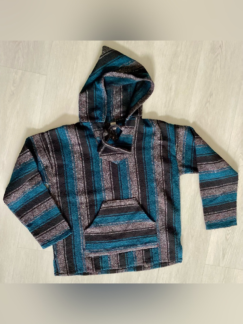 Earthbound Trading Company Pullover Aztec Hoodie XL Blue stripe